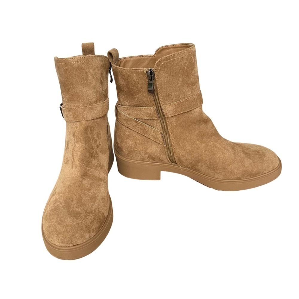CUSHIONAIRE Women's Houston Ankle Strap Boot Tan Size 10 NEW